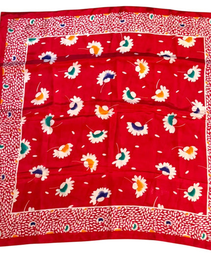 Floral Vintage  Red Flowers Silk Scarf