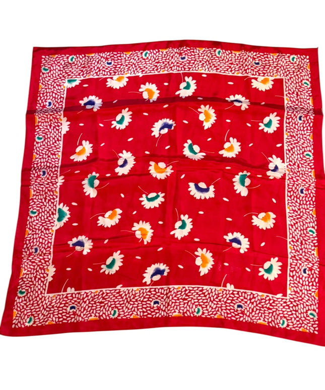 Floral Vintage  Red Flowers Silk Scarf