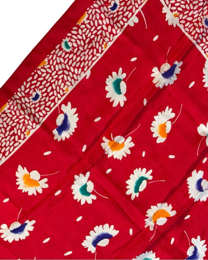 Floral Vintage  Red Flowers Silk Scarf