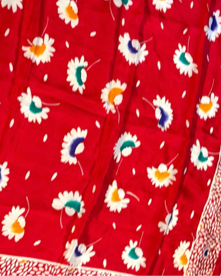 Floral Vintage  Red Flowers Silk Scarf