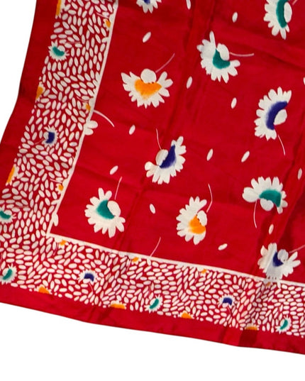 Floral Vintage  Red Flowers Silk Scarf