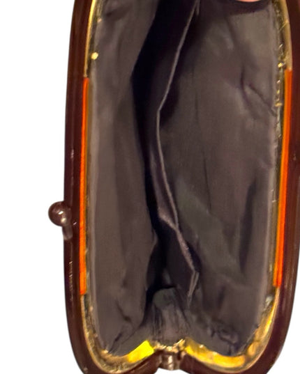 Elegant Vintage Tapestry Gold and Brown Wallet Change Purse Make up Bag