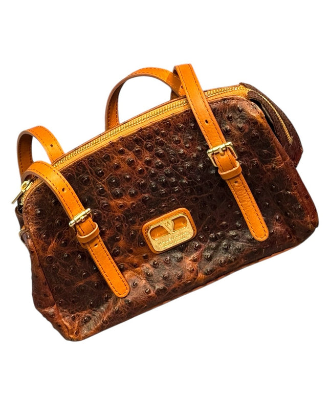 Valentina Stunning Elegant Brown Ostrich Leather Handbag
