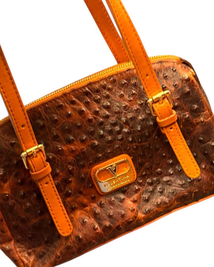 Valentina Stunning Elegant Brown Ostrich Leather Handbag