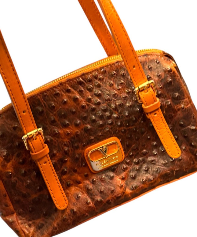 Valentina Stunning Elegant Brown Ostrich Leather Handbag