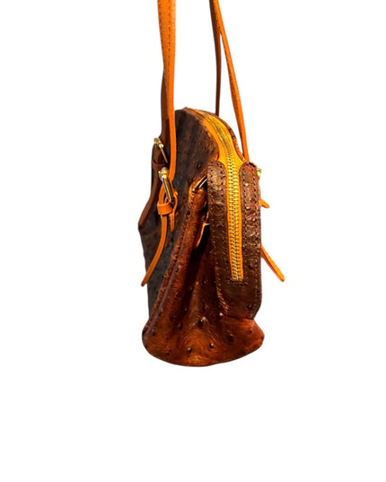 Valentina Stunning Elegant Brown Ostrich Leather Handbag
