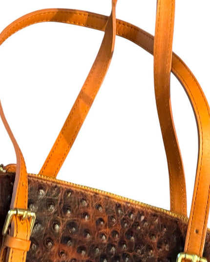 Valentina Stunning Elegant Brown Ostrich Leather Handbag