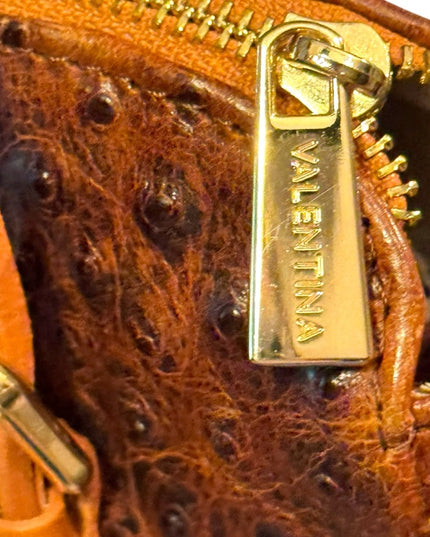 Valentina Stunning Elegant Brown Ostrich Leather Handbag