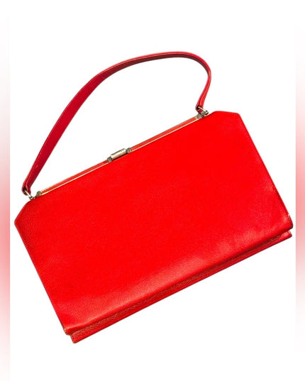 Elegant Red Vintage 1950s Women's Handbag Jackie O styled