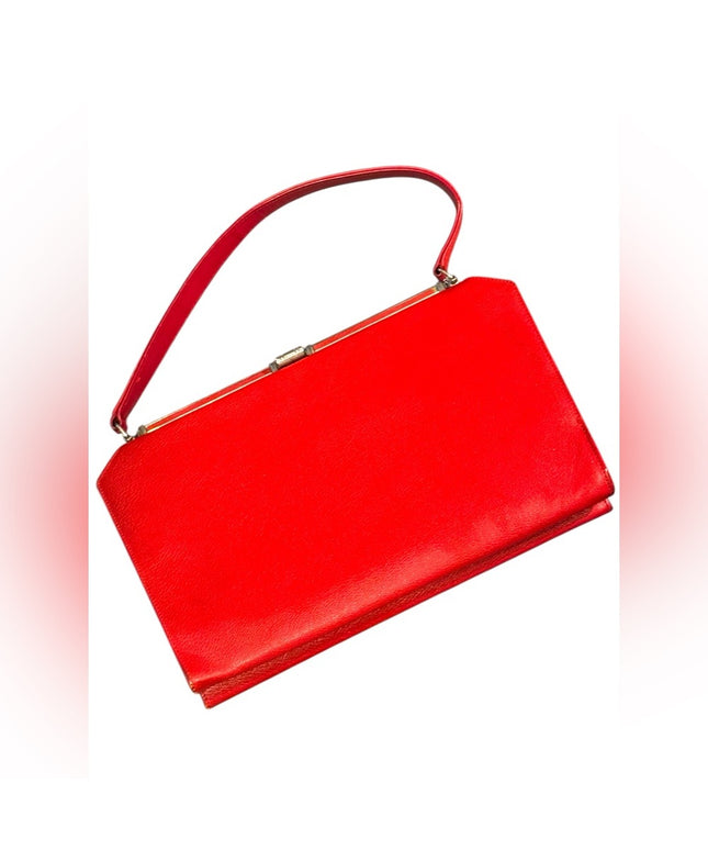 Elegant Red Vintage 1950s Women's Handbag Jackie O styled