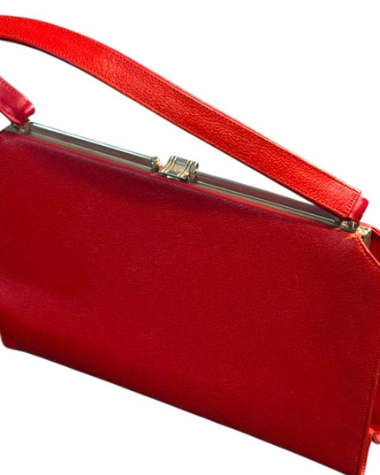 Elegant Red Vintage 1950s Women's Handbag Jackie O styled
