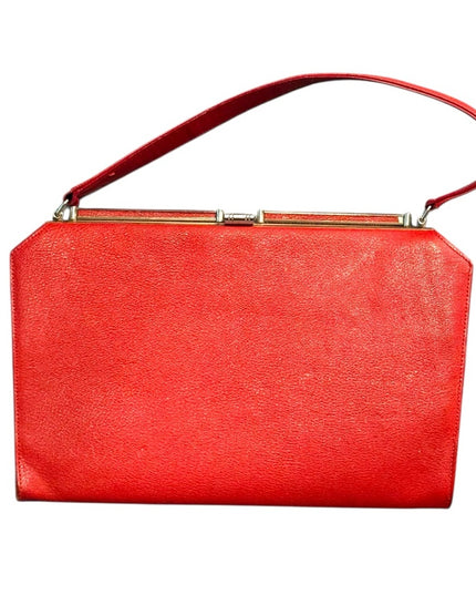 Elegant Red Vintage 1950s Women's Handbag Jackie O styled