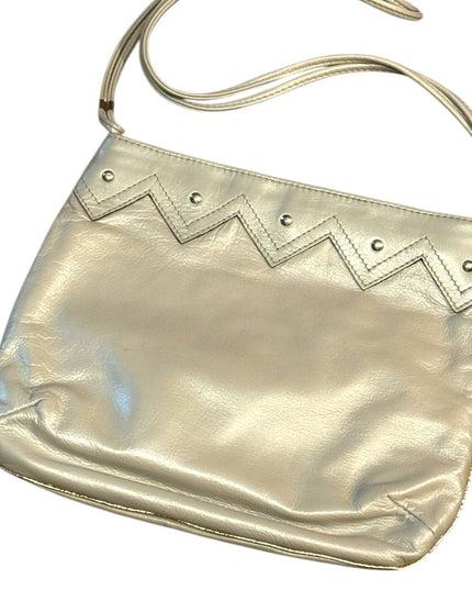 Elegant GRAY Leather & gold accent Vintage Shoulder Bag