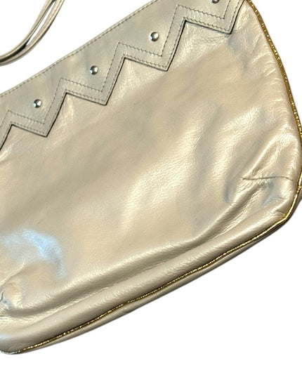 Elegant GRAY Leather & gold accent Vintage Shoulder Bag
