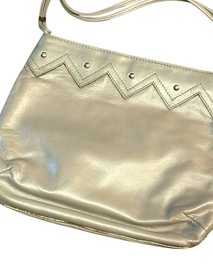 Elegant GRAY Leather & gold accent Vintage Shoulder Bag