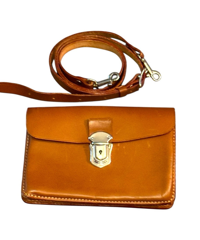 Elegant Tan Leather Crossbody Waist  Bag Vintage 1950s