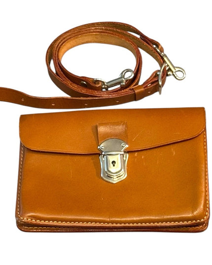 Elegant Tan Leather Crossbody Waist  Bag Vintage 1950s