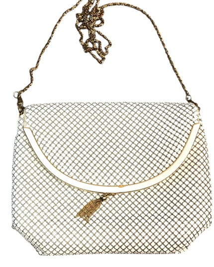 Elegant White Mesh Vintage 1970s  Shoulder Bag