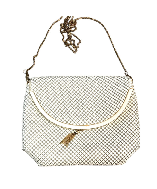 Elegant White Mesh Vintage 1970s  Shoulder Bag