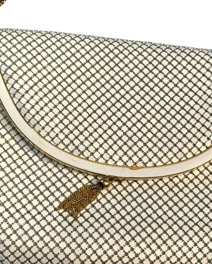 Elegant White Mesh Vintage 1970s  Shoulder Bag