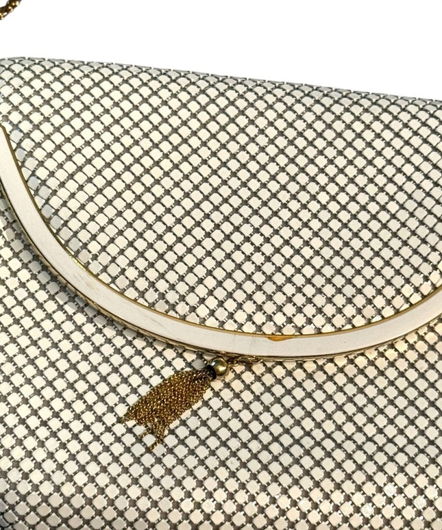 Elegant White Mesh Vintage 1970s  Shoulder Bag