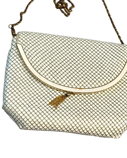 Elegant White Mesh Vintage 1970s  Shoulder Bag