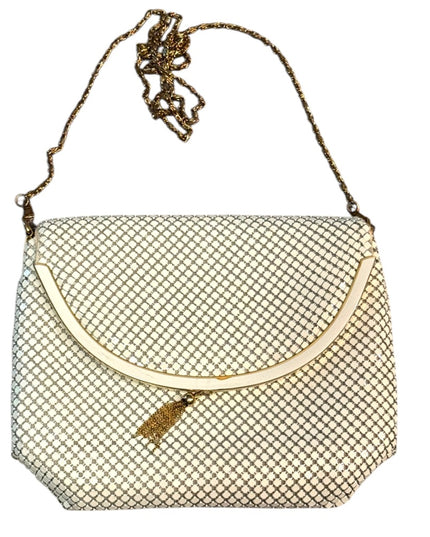Elegant White Mesh Vintage 1970s  Shoulder Bag