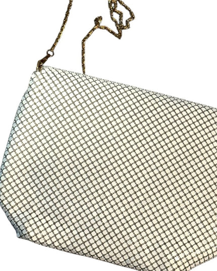 Elegant White Mesh Vintage 1970s  Shoulder Bag