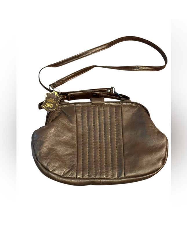 Vintage 1970s Brown Leather fancy shoulder bag