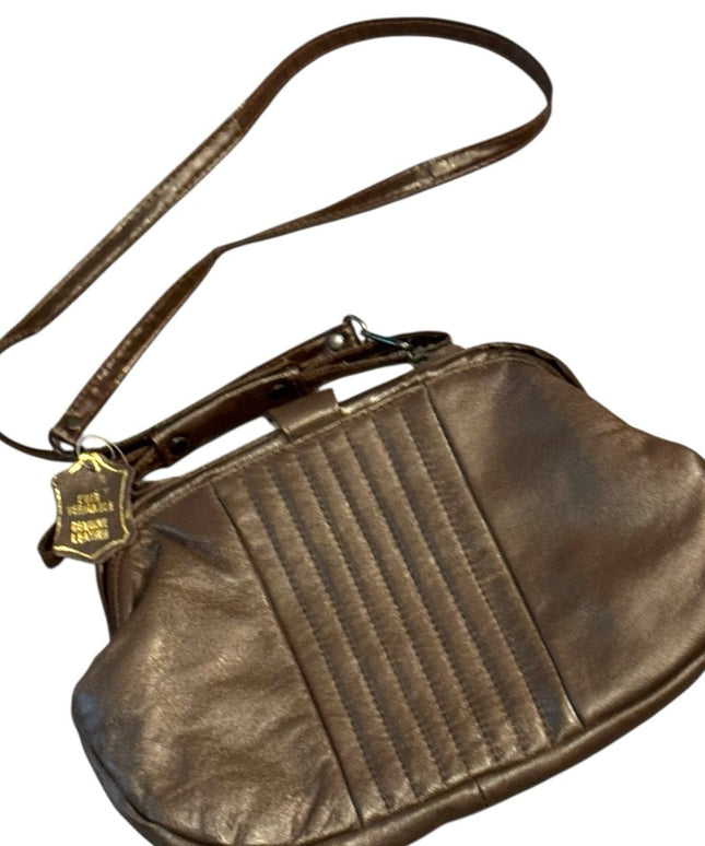 Vintage 1970s Brown Leather fancy shoulder bag
