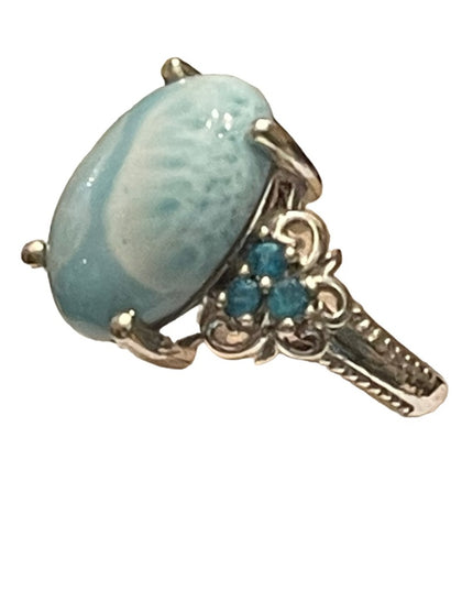 Stunning STS Sterling silver 925 Larimar stone : CZ fancy high quality r…