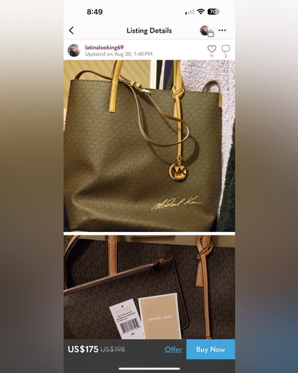 Michael Kors Brown and Tan Monogram Hayley LG Tote Set NWOT