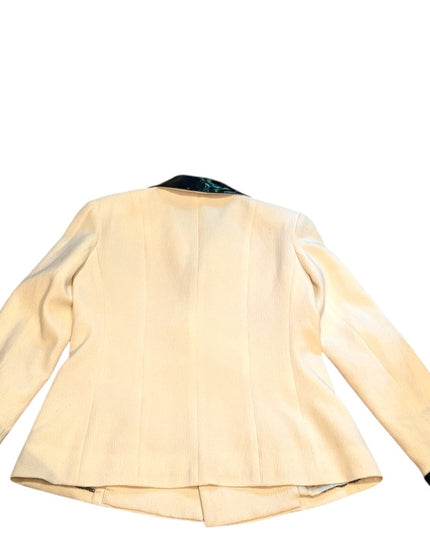 CHANEL Ivory Wool Black Patent Trim JACKET  Women's RARE Blazer COMING SOON