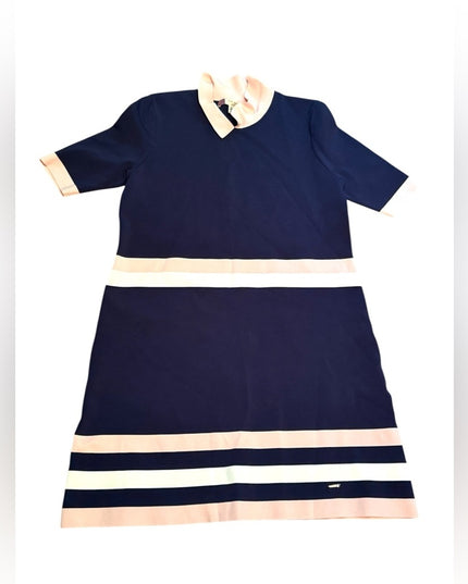 TED BAKER NWOT Navy and Cream pink stripe dress