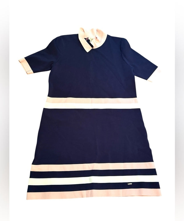 TED BAKER NWOT Navy and Cream pink stripe dress