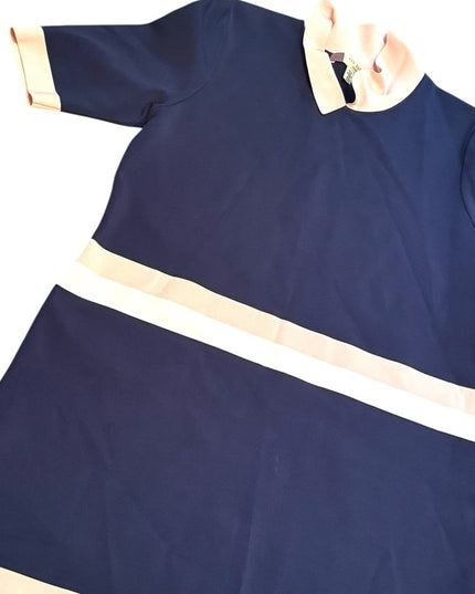 TED BAKER NWOT Navy and Cream pink stripe dress