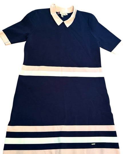 TED BAKER NWOT Navy and Cream pink stripe dress