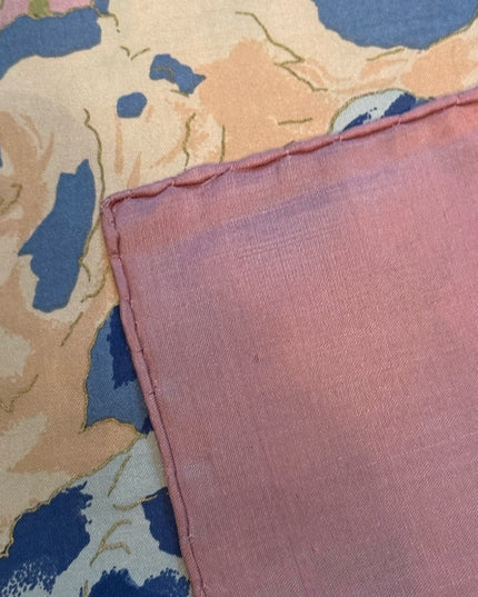 Vintsge Stunning SiLK THAI Floral Pink and Blue Scarf Flowers