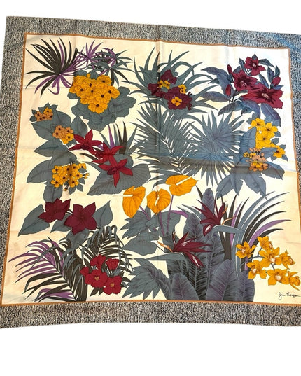Stunnimg JIM THOMPSON Floral Silk Scarf with Multicolor Design