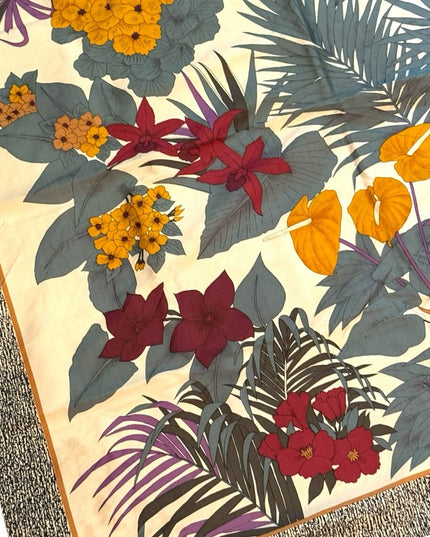 Stunnimg JIM THOMPSON Floral Silk Scarf with Multicolor Design