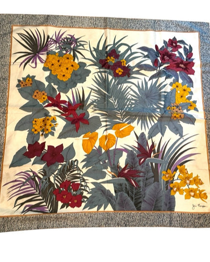 Stunnimg JIM THOMPSON Floral Silk Scarf with Multicolor Design
