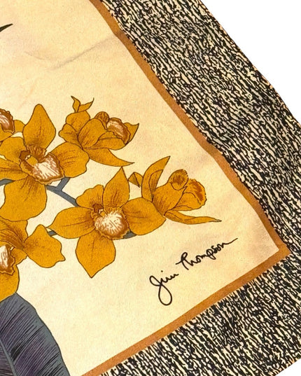 Stunnimg JIM THOMPSON Floral Silk Scarf with Multicolor Design