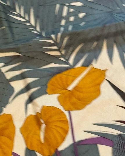 Stunnimg JIM THOMPSON Floral Silk Scarf with Multicolor Design
