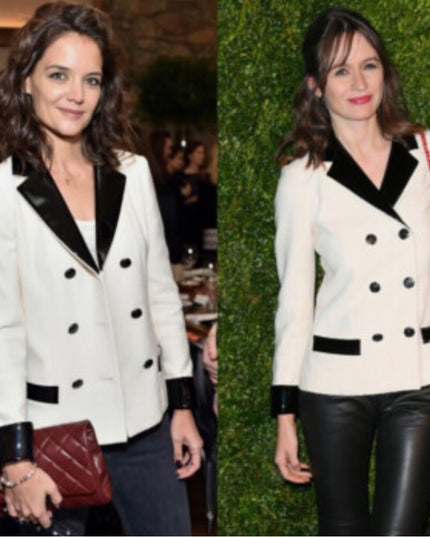 CHANEL Ivory Wool Black Patent Trim JACKET  Women's RARE Blazer COMING SOON