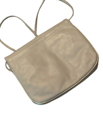 Elegant Vintage Gray Leather Shoulder Bag with silver accent