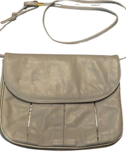 Elegant Vintage Gray Leather Shoulder Bag with silver accent