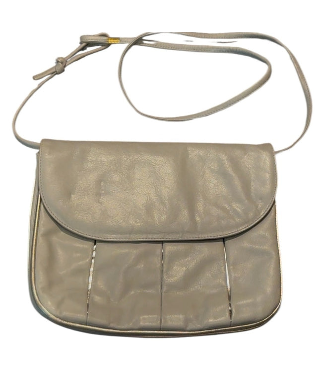 Elegant Vintage Gray Leather Shoulder Bag with silver accent