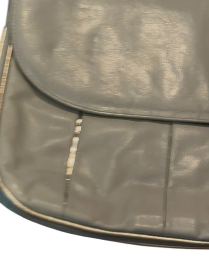 Elegant Vintage Gray Leather Shoulder Bag with silver accent