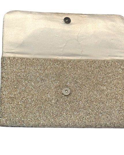 Elegant Vintage Micro Bead Silver Clutch Bag Wedding Event Christening