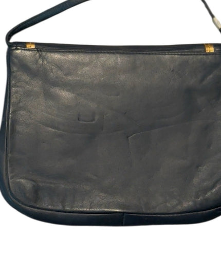 Luxury Ushy Bauer Blue and Gold Women's Leather Shoulder Bag